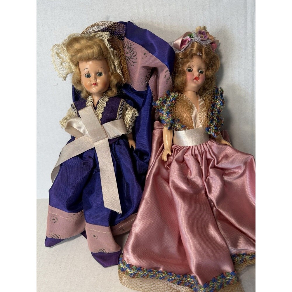 Vintage 1960’s Plastic Souvenir Dolls Lot Unmarked Sleep Eye Costume 7”